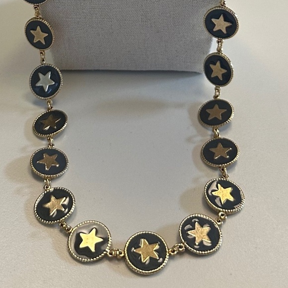 TOVA Gold Star Long Necklace Set in Blue-Grey Enamel in Gold-Tone Metal - Picture 9 of 16